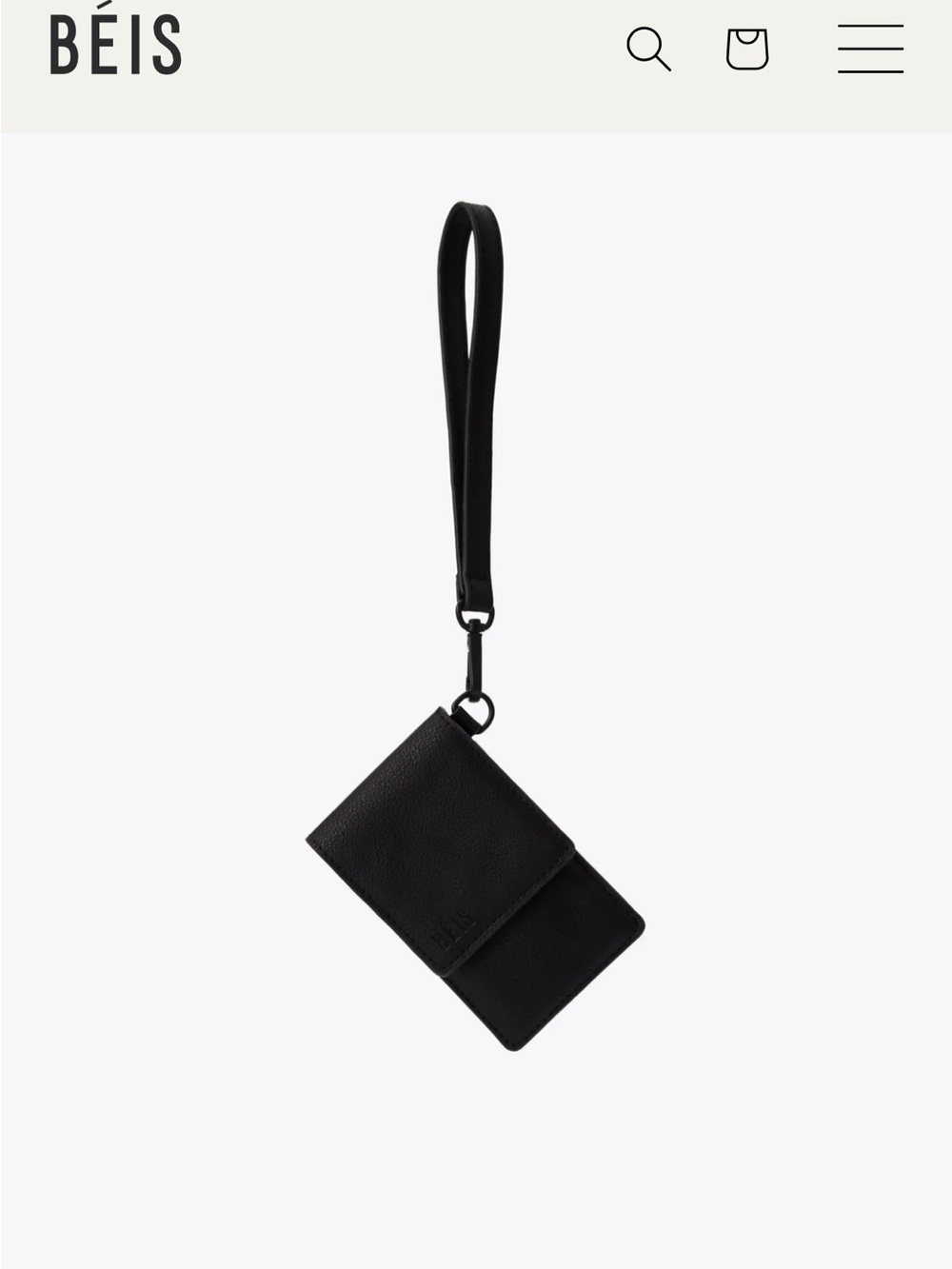 BEIS Black Leather Wristlet Card Case with Strap